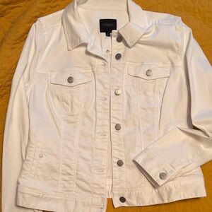 Liverpool White Denim Jacket with Silver Snaps